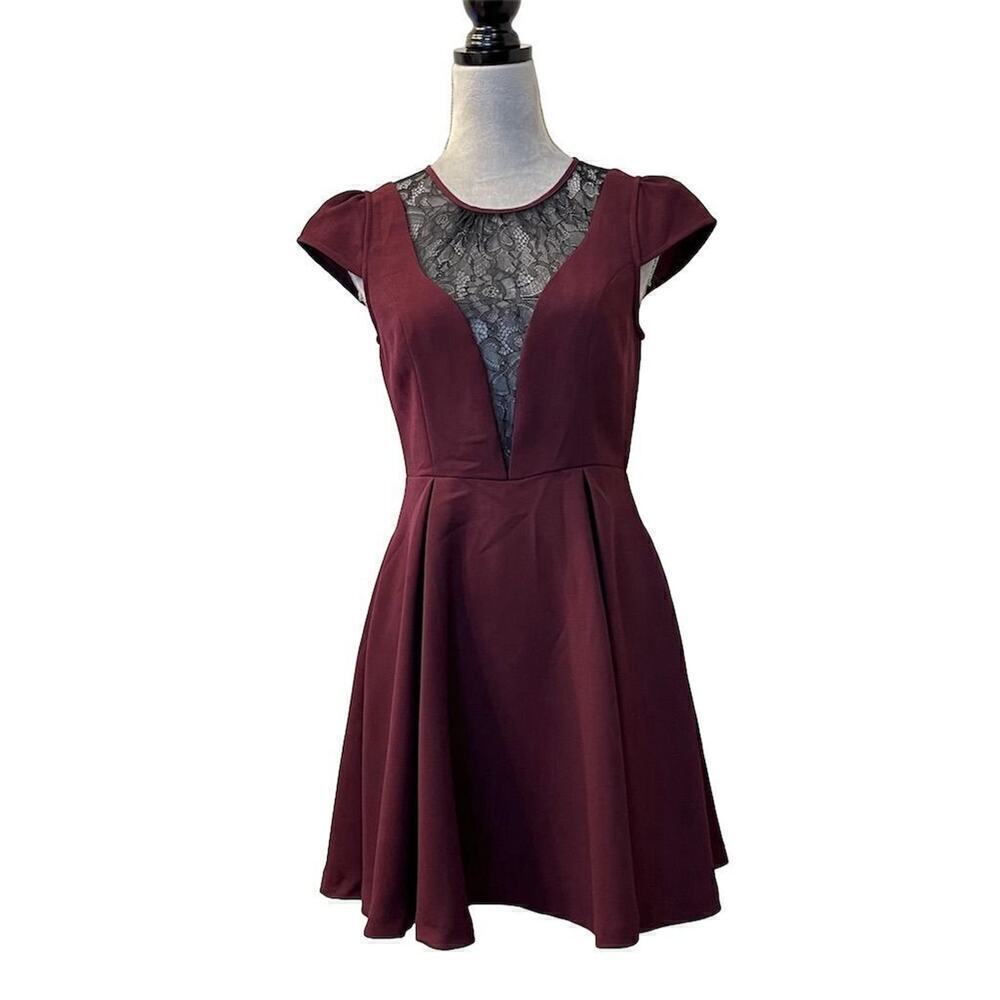 BCBGeneration Women's Fit-and-Flare Dress Size 4 Knee Length Lace Grunge Gothic